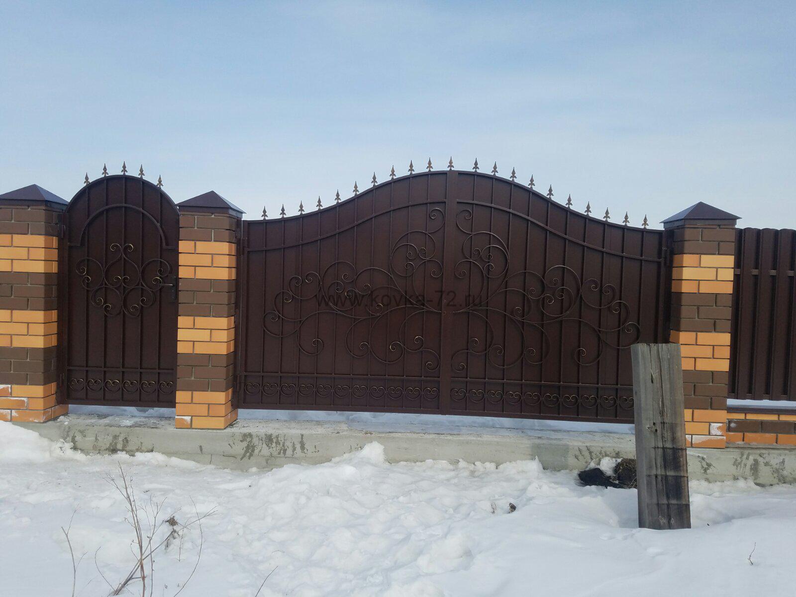Кованые ворота и калитка д. Субботино Тюменского района